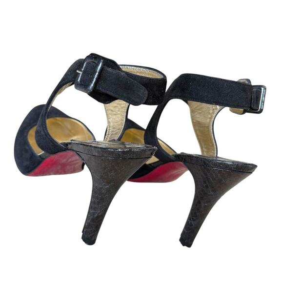 Vintage Luciano Padovan Red Bottom Suede Snakeskin Heels 36.5 - Picture 6 of 15